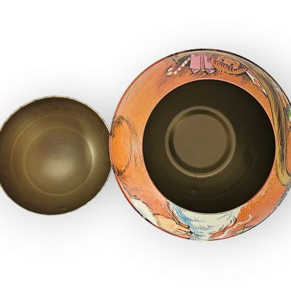 VTG Bristol Ware Santa Roly Poly tin container 6" x 7" - Picture 2 of 10